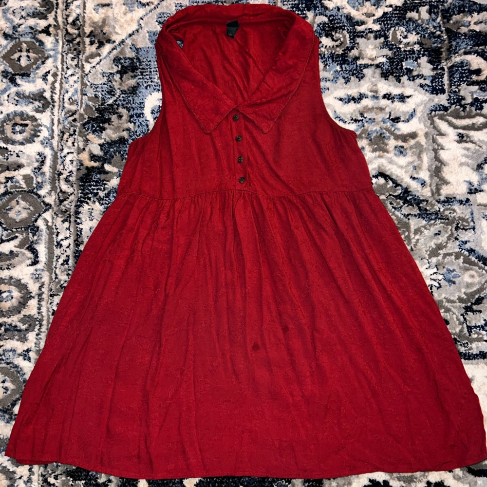 Red Floral Pattern Sleeveless Dress